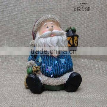 Resin Santa Claus Figurine with led light for christmas deocration