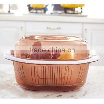 Hot Selling Plastic Double Layer Vegetable Fruit Plastic Colanders