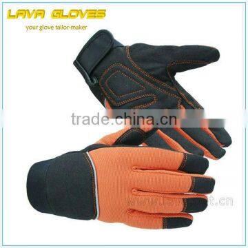 Black Synthetic Leather Double Palm Mechanic Glove