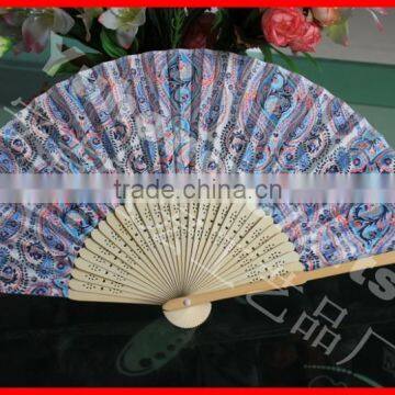 Promotioning bamboo folding cloth fan