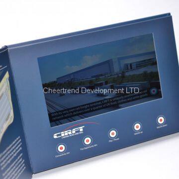 Bespoke hardcover A5 7'' lcd video brochure 256MB,1200mah lithium battery