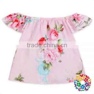 New Fashion Design Baby Girl Flower Printed Designs Beautiful Tops Wholesale Kids Girls T Shirt