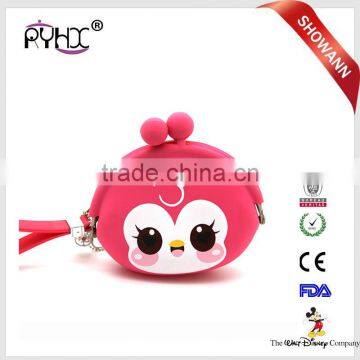 Factory price custom colorful cute animal shape silicone coin purse for promotion