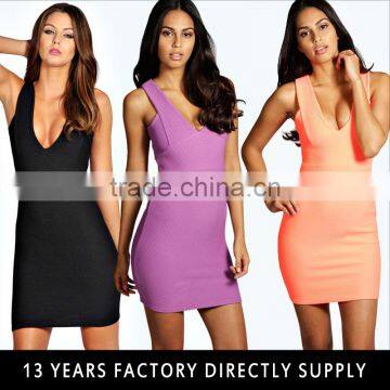 2016 Customize color short bodycon dress hot sexy women club dress pictures