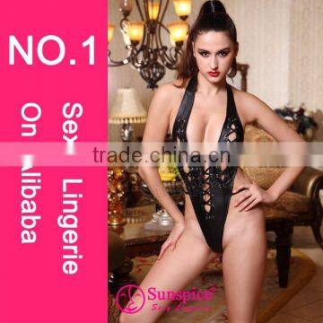 Hot sales Fashionable sexy girl leather lingerie sexy leather pvc lingerie very sexy hot lingeries