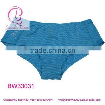 Blue stripe fashion panties with rhinestone