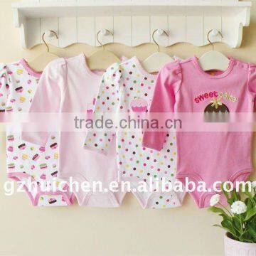 mom and bab 2012 sping baby romper 100% cotton embroider long sleeve bodysuit