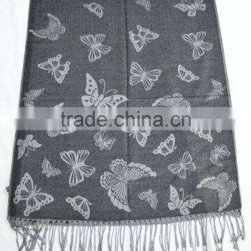 The latest large 100%rayon soft designer jacquard butterfly shawl