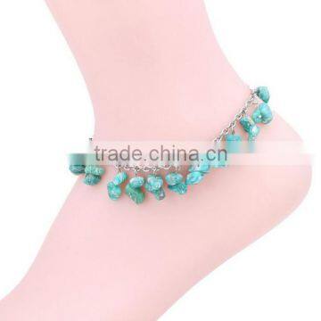 Natural Amazonite chip stone charm anklet diy Amazonite chip stone beads anklet bracelet for her gifts