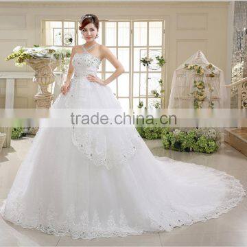 Factory Direct Sales Luxury Lace Wedding Dress Big Tail Diamond Bra Topi Sweet Puff Skirt Sequins Wedding Dress photo-2