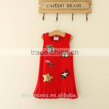 flower dresses for girl of 5 years old red cartoon sequines design girl clothing