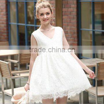 Zm50635a Plain White Color Korean Style Maternity Dress photo-3