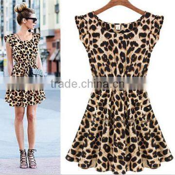 Summer Fashion Women Casual Dress Sexy Leopard Dress