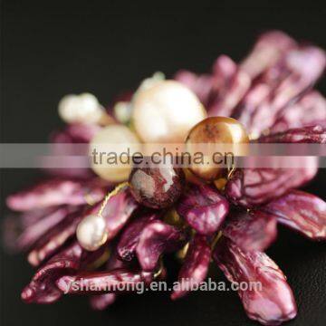 Handmade Multi Layer Organic Natural Freshwater Pearls Flower Brooch Wholesale photo-2