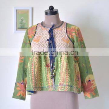 Vintage Kantha Kediyu Style Jacket in Beautiful Vintage Colors ~ Medium photo-6