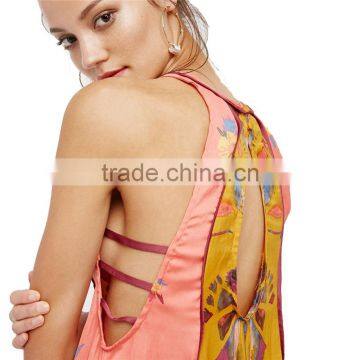 2017 OEM Summer Femme Silky Tunic Dream Free Printed Sexy Blouse photo-3