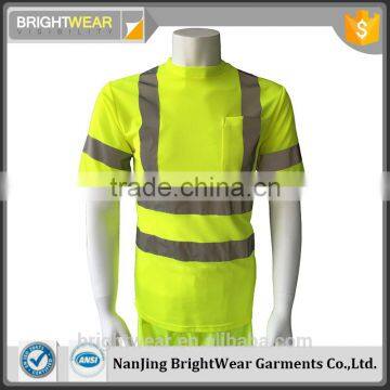 ANSI 107 hi-vis yellow short sleeve reflective tape safety t-shirt