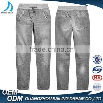 Wholesale Cotton Light Gery Zipper Decoration Jeans Trousers for Children photo-2