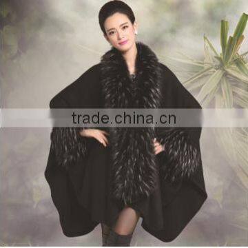 Europe and the United States autumn and winter fashion women knitted shawl cloak coat female fur shawl