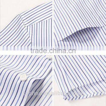 100% Cotton Classic Fit Stripe Long Sleeve Mens Shirt Pocket Style for Oem photo-5