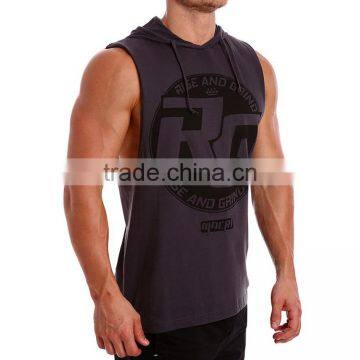 Guangzhou Shandao OEM Wholesale Casual Summer 95% Cotton 5% Spandex Men Gym Breathable Fitness With Hat Deep Cut Tank Top photo-4