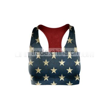 Multi Star American Flag Compression Sports Bra