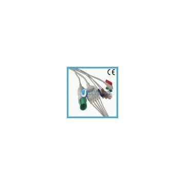 Universally One piece 3-lead ECG Cable with leadwires