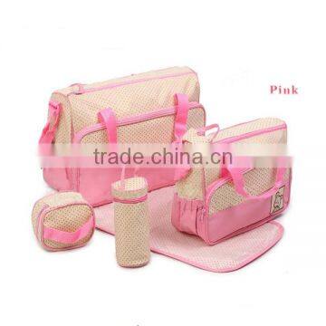 Pink 5pcs Multi-Function Baby Diaper Nappy Bag/Mummy Changing Set Handbag