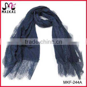 High quality fashion lady cotton polyester lace scarf factory