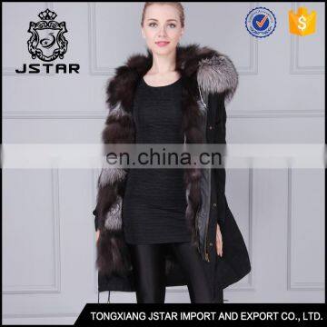OEM deisign fur filled european style silver fox fur coat