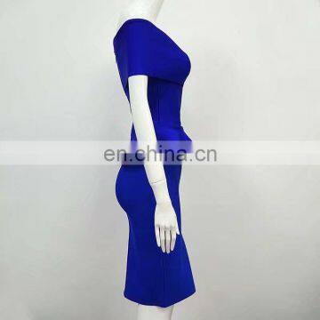 Women Sexy Off The Shoulder Ruffle Slim Fit Bodycon Cocktail Party Midi Dress photo-4