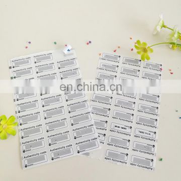 Wholesale custom scraped authenticity code adhesive stickers paper sticker with cheap price