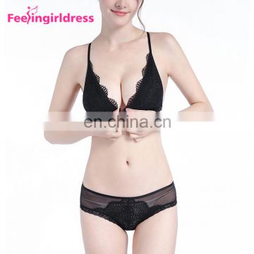 Factory Price Sexy Hot Designer Mature Woman Padded Transparent Lace Bra Set