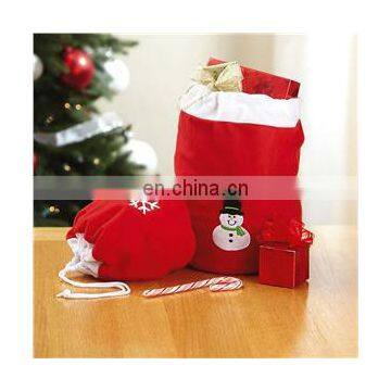 cheap christmas drawstring bag with embroidery logo red christmas gift bag