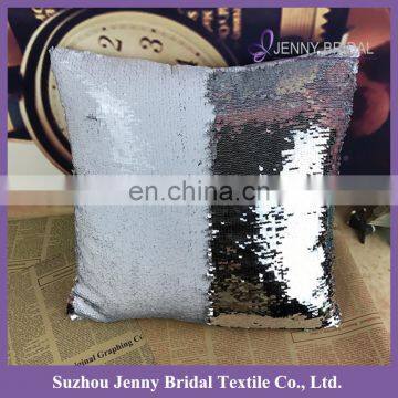 SQP022K fancy silver white double sided sequin fabric decorative pillow case