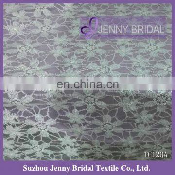 TC120A White Mesh Sequin Table Overlay Embroidery Table Cloth