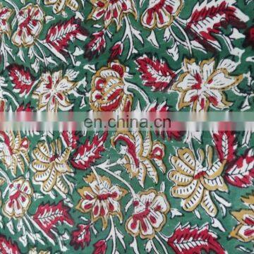 Indian Natural Hand Block Printed Fabric Handmade Cotton Sanganeri Print photo-3