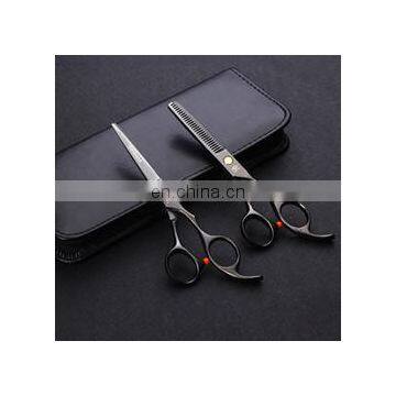 wholesale barber scissors - professional black color black pouch sets printed Barber Scissors