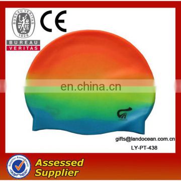 rainbow color silicone swim cap