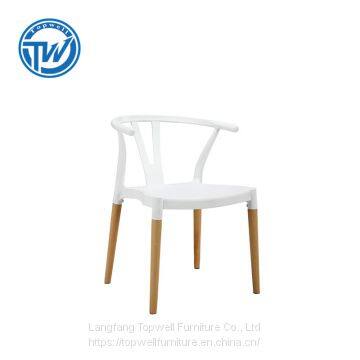 DC-6004 Topwell Modern Design Plastic Chair Leisuren Chair With Wooden Legs Dining Chair