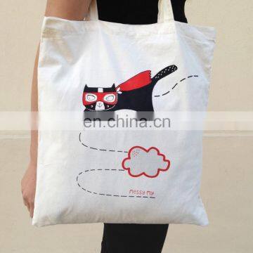 handmade eco cotton bag silk screen for cat lovers