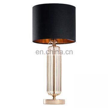 Top Sale Hotel Home Desk Decoration Metal Gold Study Table Lights With Black Lampshade photo-2