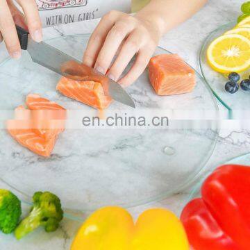 Round Clear Tempered Glass Cutting Board Set, 4 Pcs, 11.75-inch Tableware Kitchen Decorative Trays With Non-slip Legs