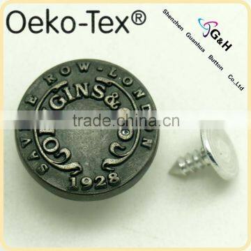 antique silver color customized jeans tack button