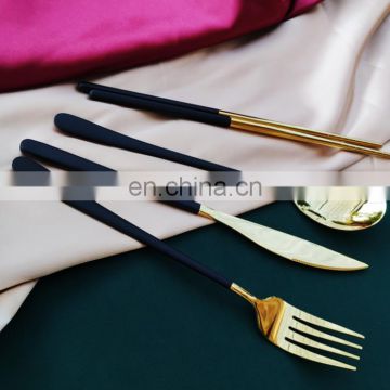 Hotel flatware 4 pcs stainless steel cutlery, gold knife fork and spoon