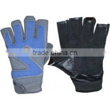 Weightlifting Fitness Training Fancy Genuine Leather Blue Gloves - Men / Women