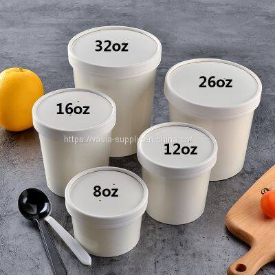 16 oz paper soup bowl disposable white salad bowl takeaway storage containers 12 oz food packaging