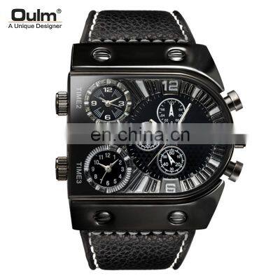 Oulm  9315 hombre watch Men Quartz Wrist Watch Leather Strap Cool Watch For Men