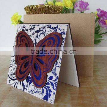 Unique 2016 Butterfly Shape Wooden Wedding Invitation Card With Hot Foil Words photo-3