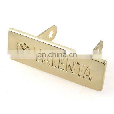 High Quality Bag Hardware Custom OEM ODM Gold Letter Design Metal Logo Plate Brand Logo For Handbags